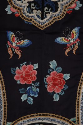 图片[6]-Stone blue satin embroidered peony butterfly female jacket-China Archive